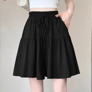 Ice silk lazy wide leg pants thin shorts for women