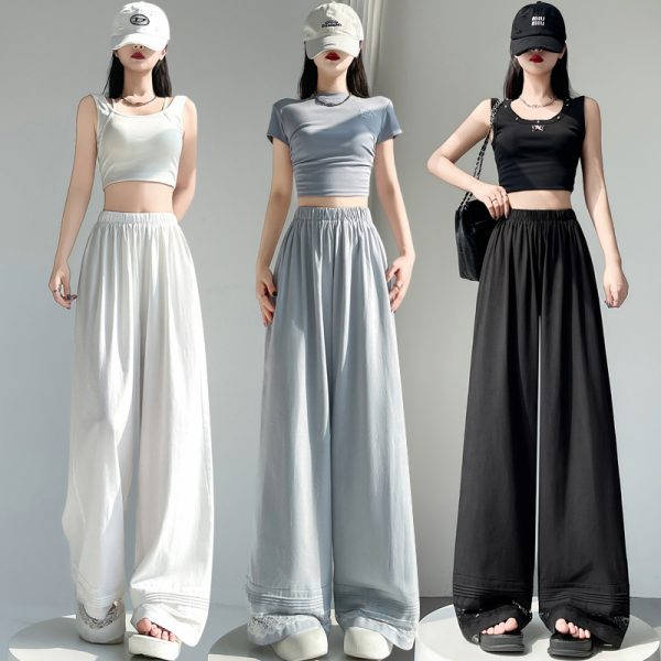 Casual wide leg pants white pants for women