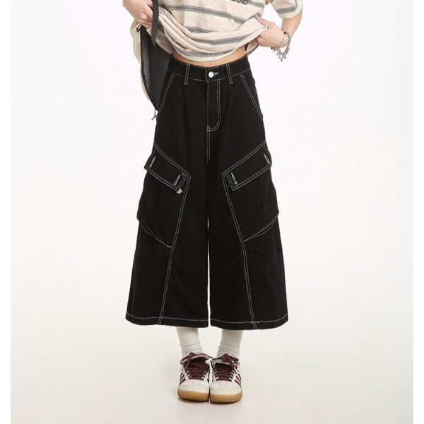Retro denim fashion shorts loose summer washed cropped pants