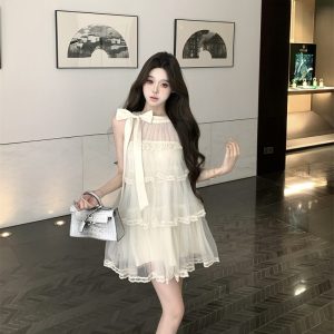A-line thick and disorderly sleeveless dress for women