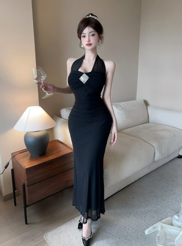 Halter package hip long dress mermaid dress