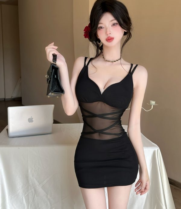 Bottoming splice sexy package hip short gauze dress