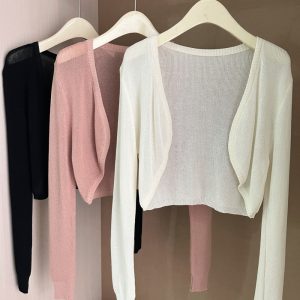 All-match high waist cardigan air conditioning slim shirts