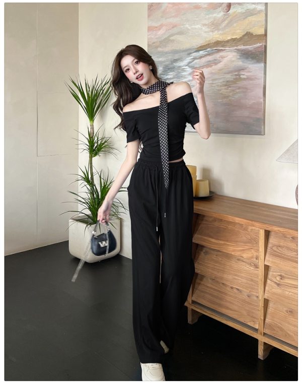 Casual high waist T-shirt fashion summer tops 2pcs set
