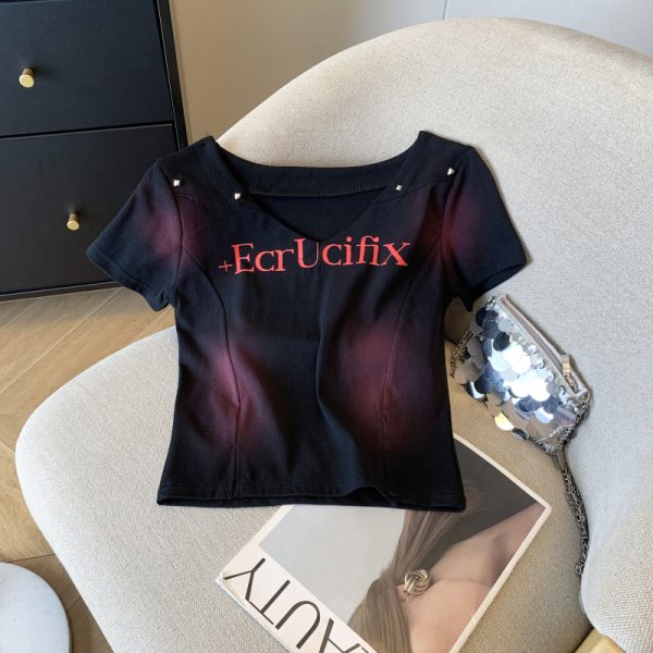 American style tops short sleeve T-shirt for women
