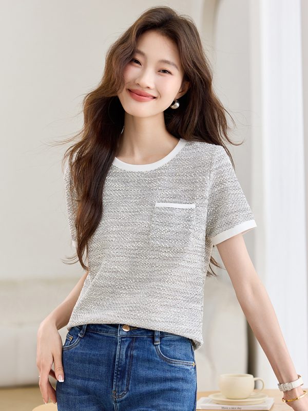 Chanelstyle tops short sleeve T-shirt for women