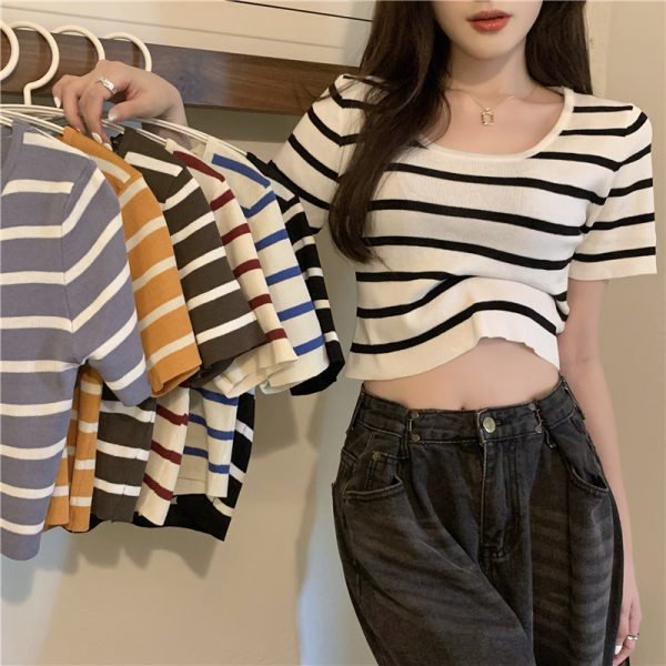 All-match summer Korean style knitted tops for women
