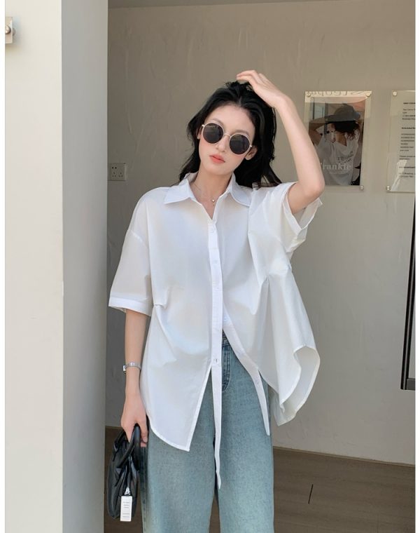 Short sleeve candy colors shirt loose tops for women