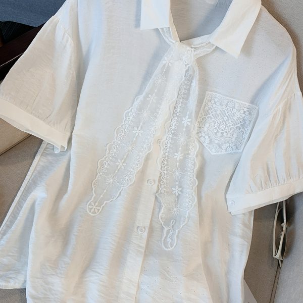 France style light shirt short sleeve shawl for women