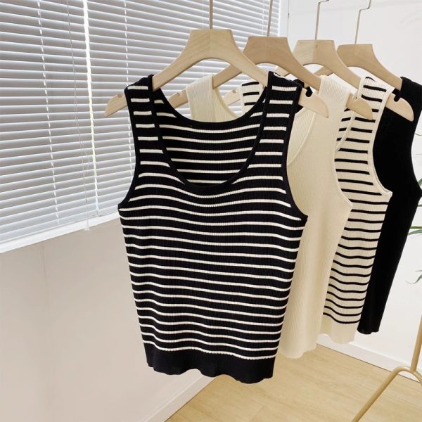 France style stripe tops wears outside small sling for women