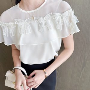 Chiffon commuting shirt round neck summer business suit