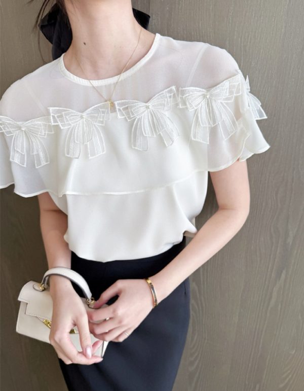 Chiffon commuting shirt round neck summer business suit