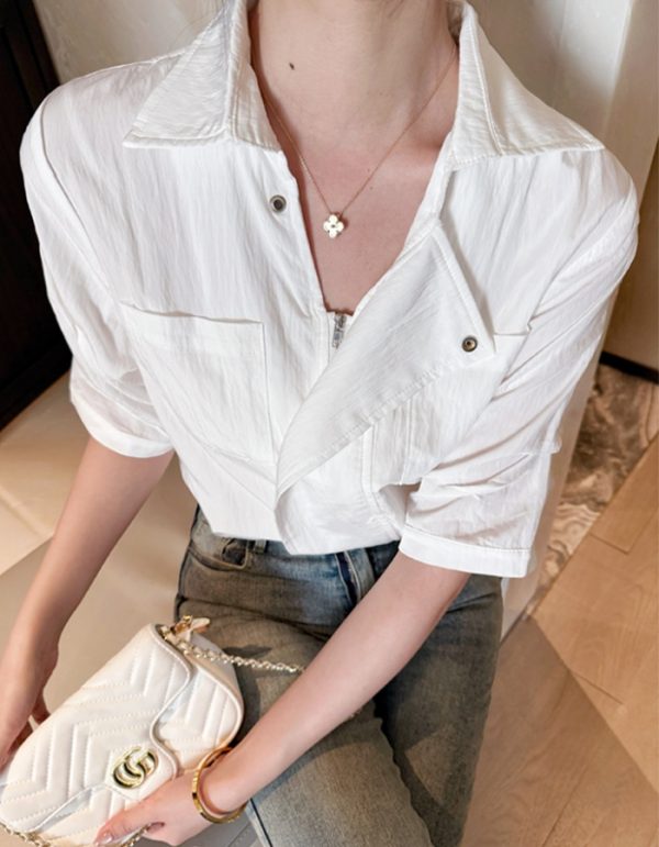 Summer unique white shirt profession Korean style retro tops
